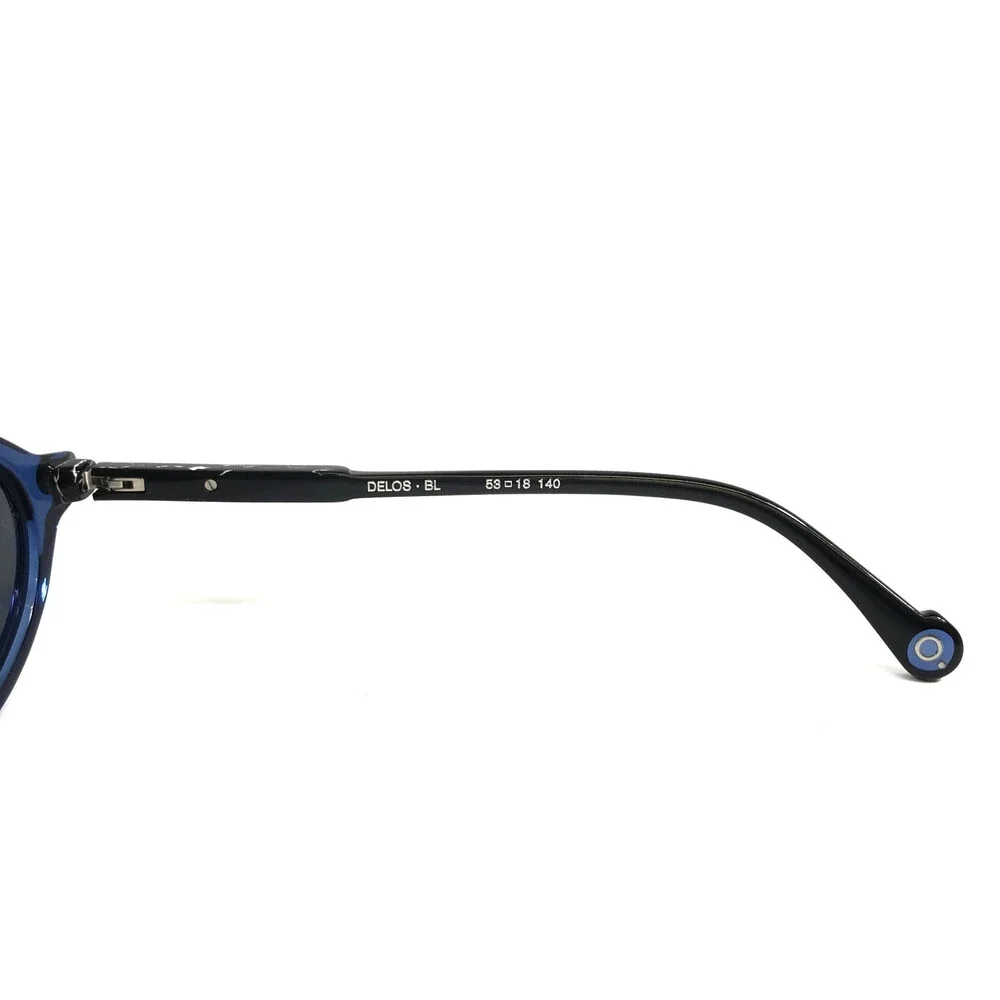 Etnia Barcelona Sunglasses DELOS BL Shiny Blue Oval Frames with Dark Gray Lenses